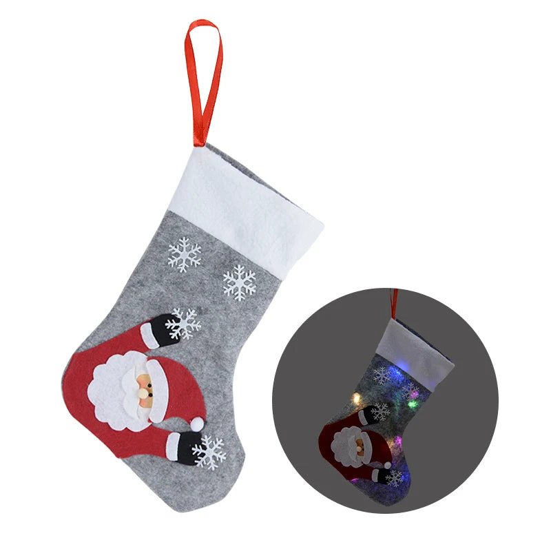 Christmas Stockings with LED Lights- Snowman, Santa, Elk, and Bear Designs Perfect for Adding Festive Cheer to Your Fireplace or Christmas Tree!