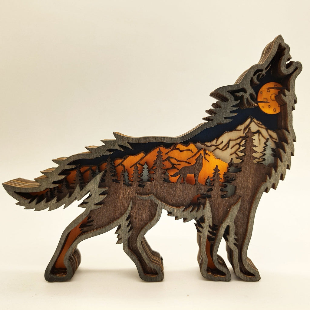 Holiday Gift Wooden Animal Carved Lamp Ornament