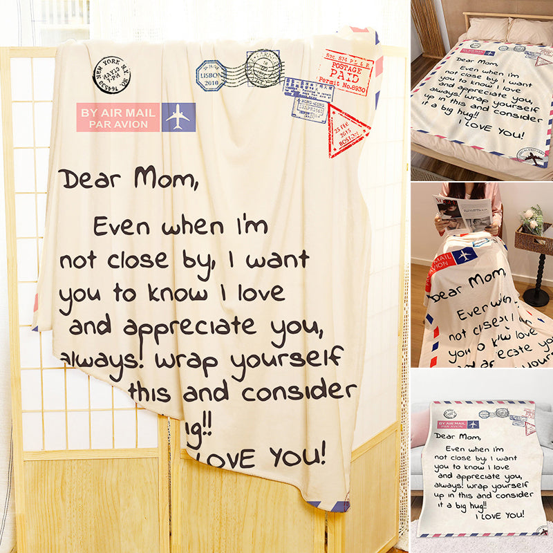 Letter Printed Flannel Throw Blanket Gift for Mom
