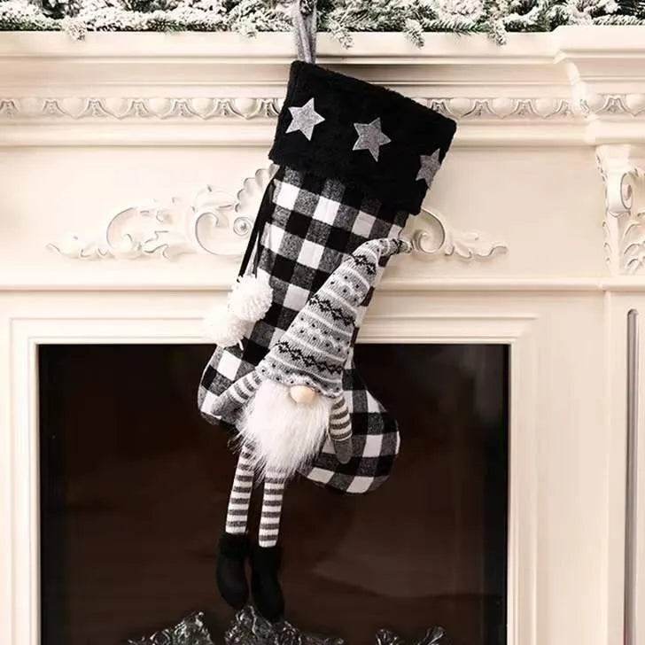 Red And Black Plaid Hanging Feet Stockings Christmas