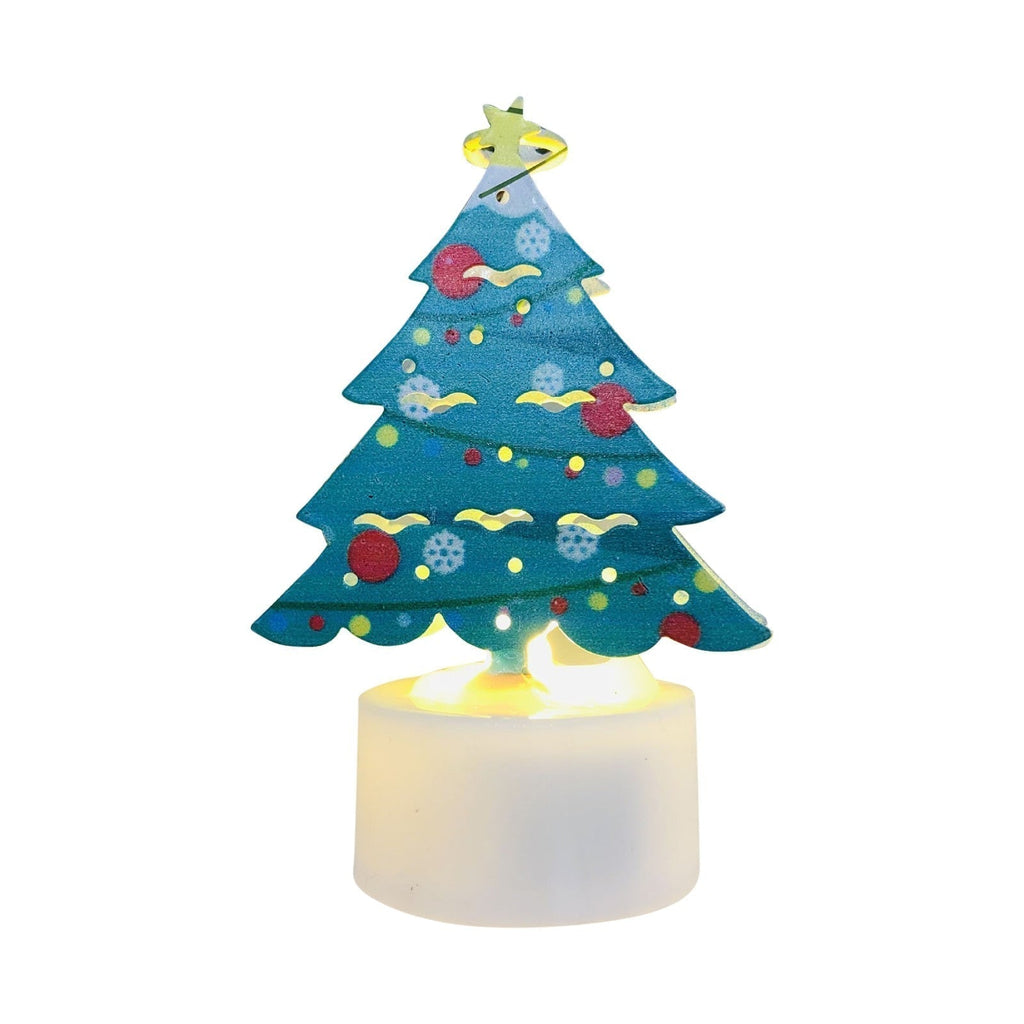 Electronic LED Christmas Candle Lamps - Set of 10 – Adorable Santa, Snowman & Tree Night Lights for Festive Home, Party, & Garden Décor