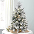 2ft Mini Christmas Tree Decoration With Flocked Snowflakes, Xmas Ornaments For Table Top For Home & Office