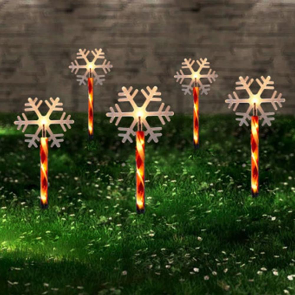 Solar Snowflake Christmas Tree Garden Lights – 5pcs. Waterproof LED Stake Lights for Magical Outdoor Christmas Décor and Year-Round Lawn Illumination