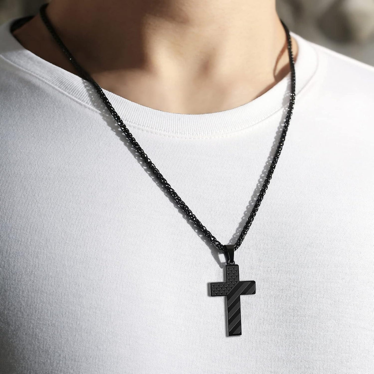 IronPride Cross American Flag Cross Necklace