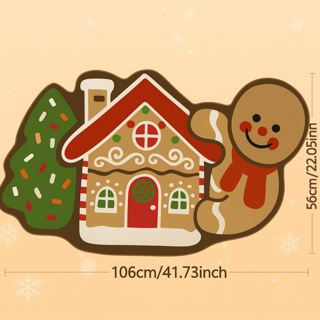 Frostholm Gingerbread Christmas Rug – Cozy Non-Slip Carpet for Festive Atmosphere
