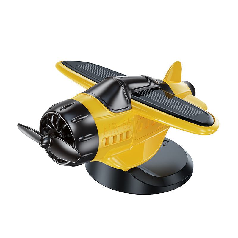 Solar powered airplane shaped car ornaments