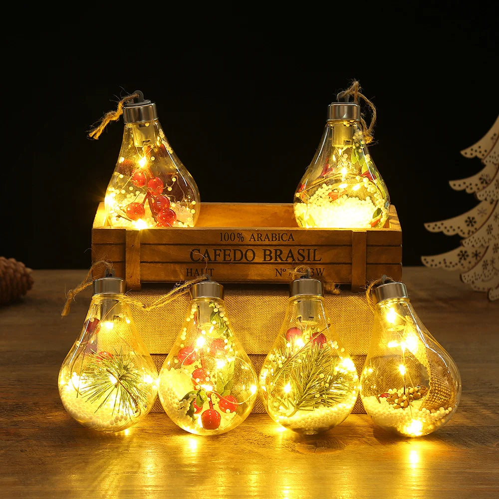 Lunivera | LED Deco Light | Transparent with Leaf Globe | Warm White Sparkle | For Christmas, Wedding & Party