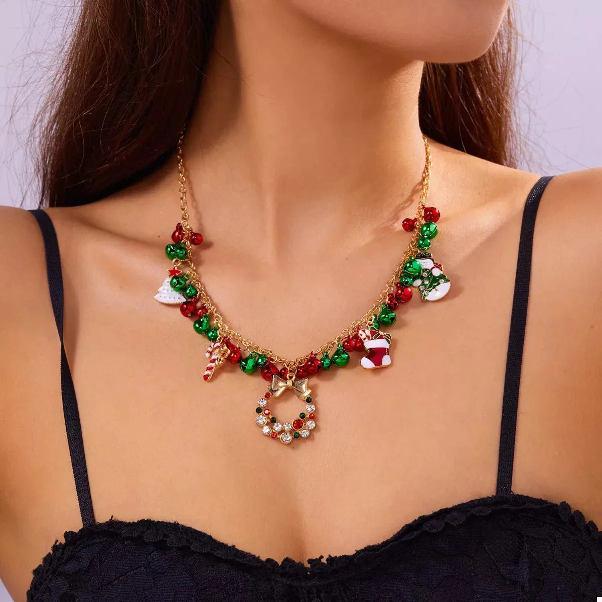 18K Gold-Plated Christmas Charm Necklace