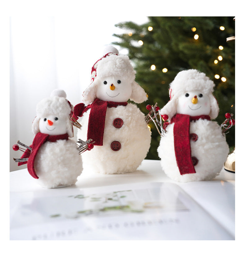 Plush Knitted Christmas Snowman Doll Ornament
