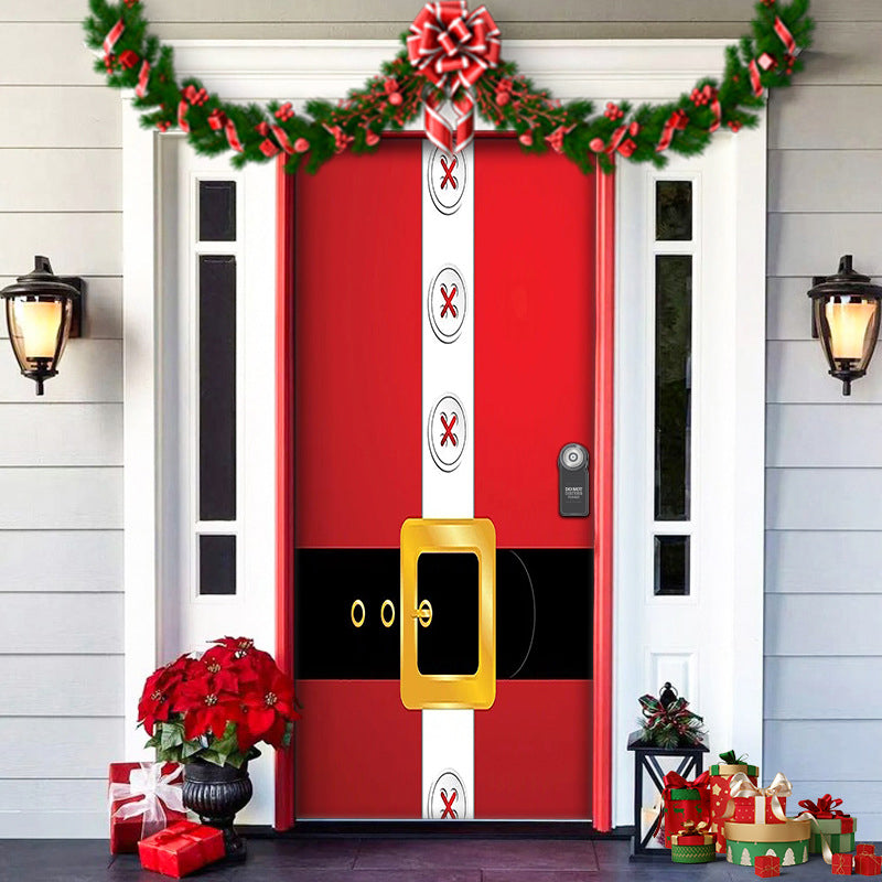 Christmas Door Cover | Fabric Front Door Decoration | Washable & Reusable | 91×203cm