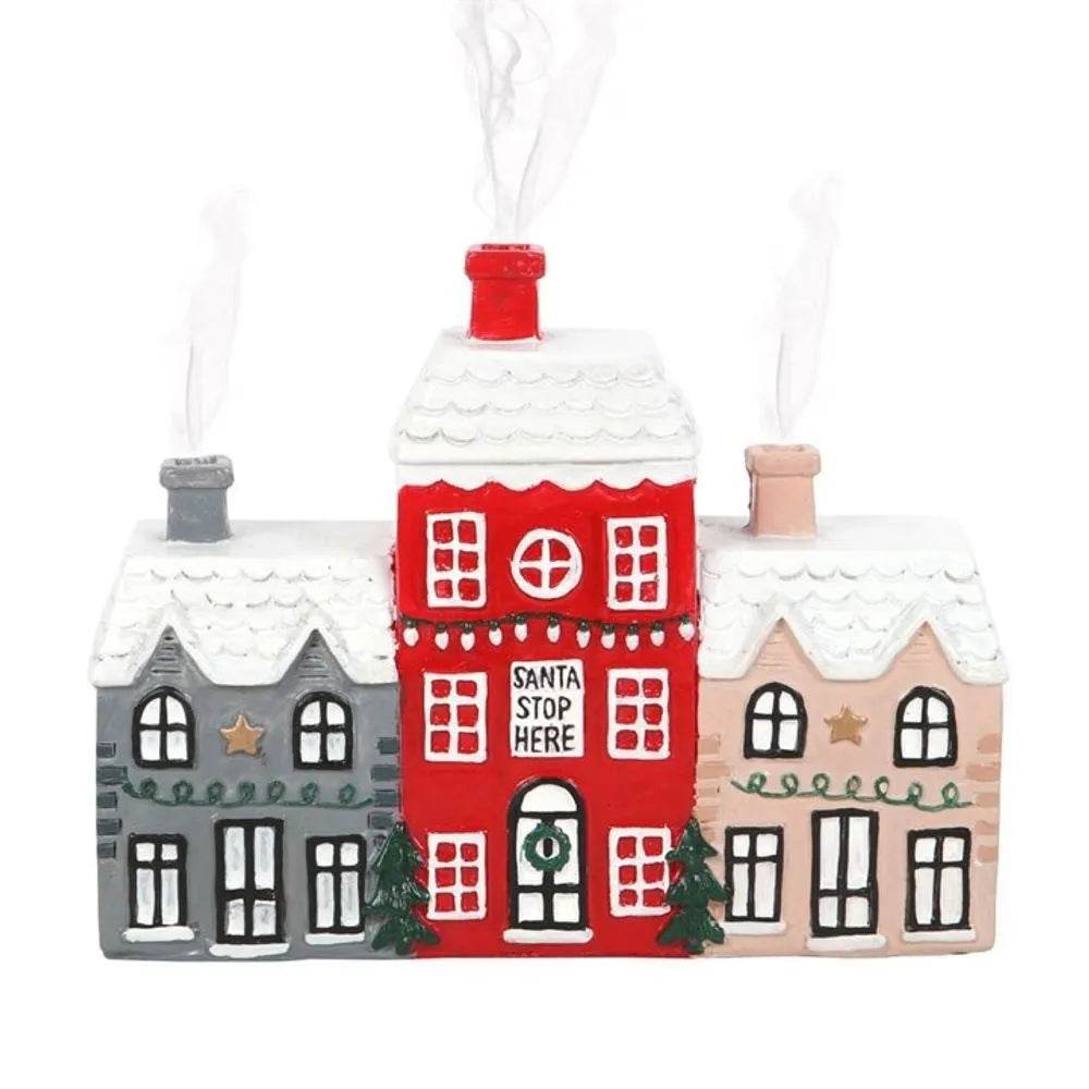 Christmas Small House Decorations Resin Winter Incense Cone Burner Decoration Landscape Decorative Gift