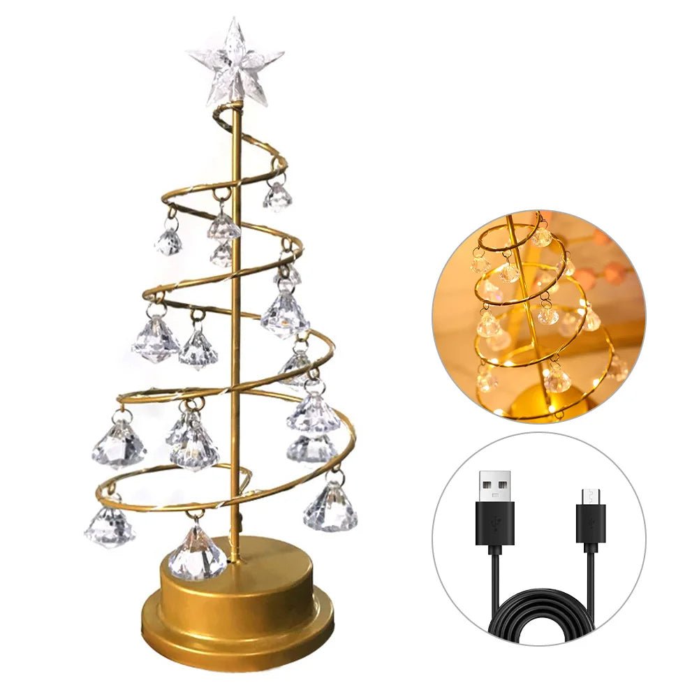 Crystal Christmas Tree LED Lamp – Sparkling Christmas, Valentine’s, or Birthday Decor for a Dreamy Bedroom Glow
