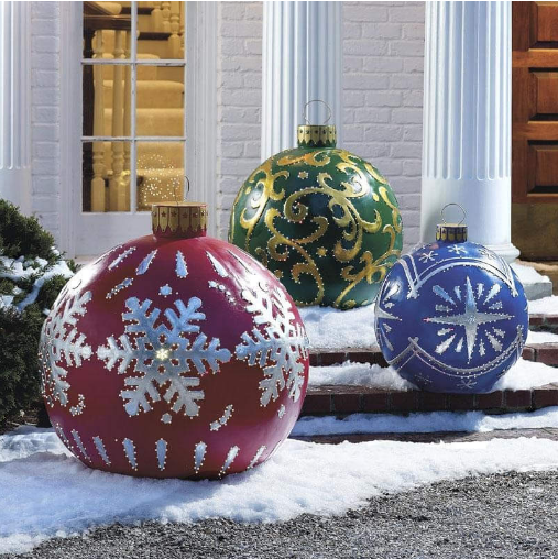 Inflatable Christmas decorative balls | PVC outdoor balls | Weatherproof & reusable | Various designs