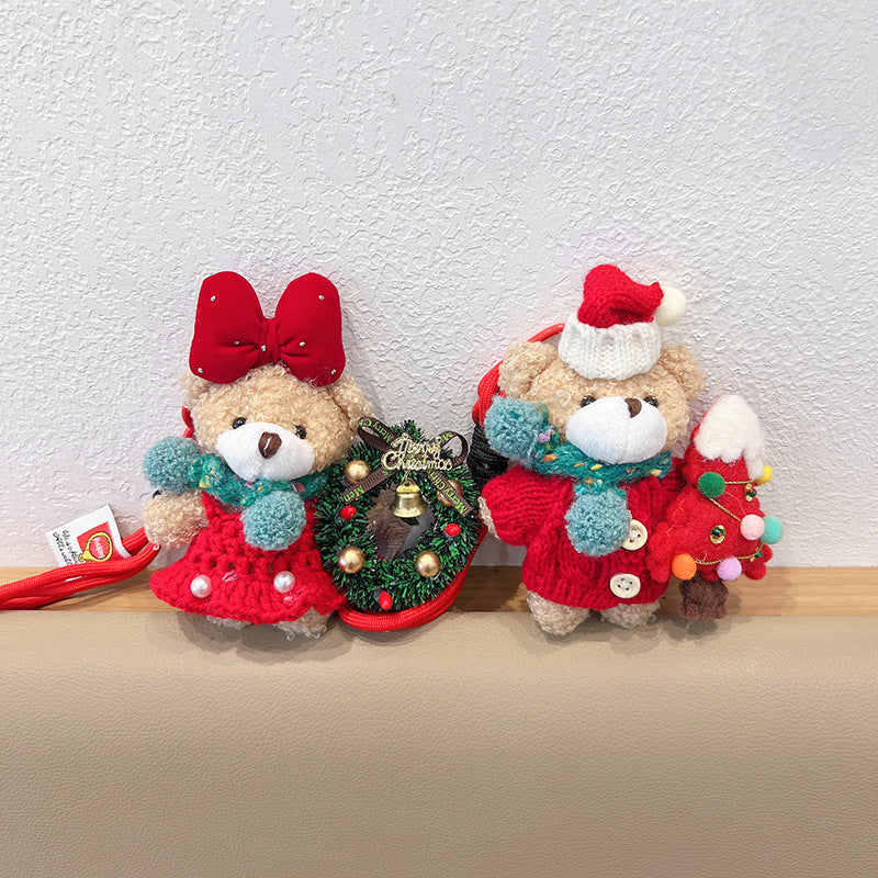 Cute Cartoon Scarf Plush Bear Keychain