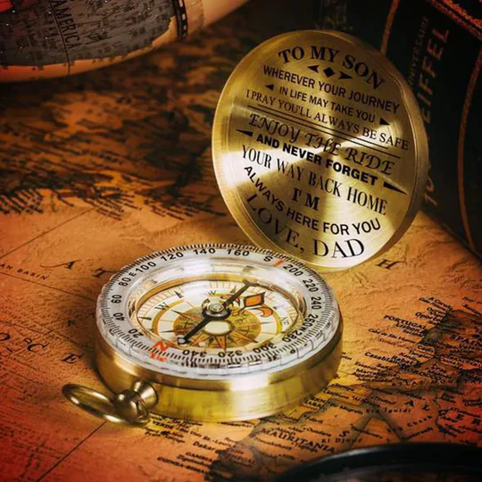 Dad To Son - Enjoy The Ride - Compass Lettering Multi-Function Compass