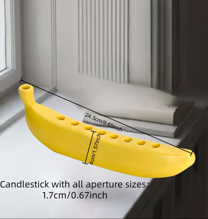Innovative Ceramic Banana Decorative Candlestick - Fun Candlestick for Hanukkah, Unique Banana Theme Candlestick for Enthusiasts, Parties, Home Lighting, Also Suitable for Christmas, Valentine's Day, Easter, Thanksgiving, Hanukkah Festival Gifts