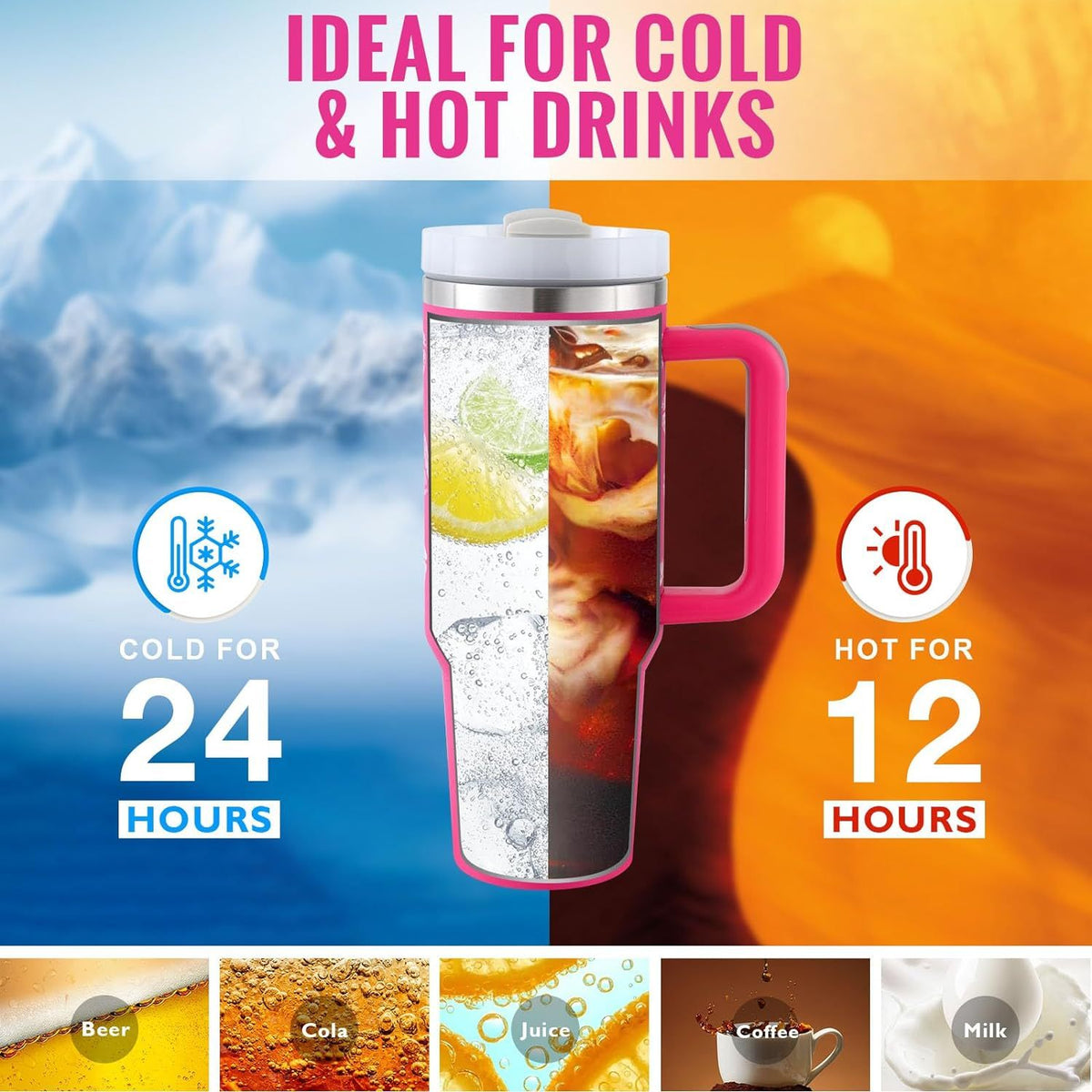 Insulating Mug with Handle and Straw - ChillMate