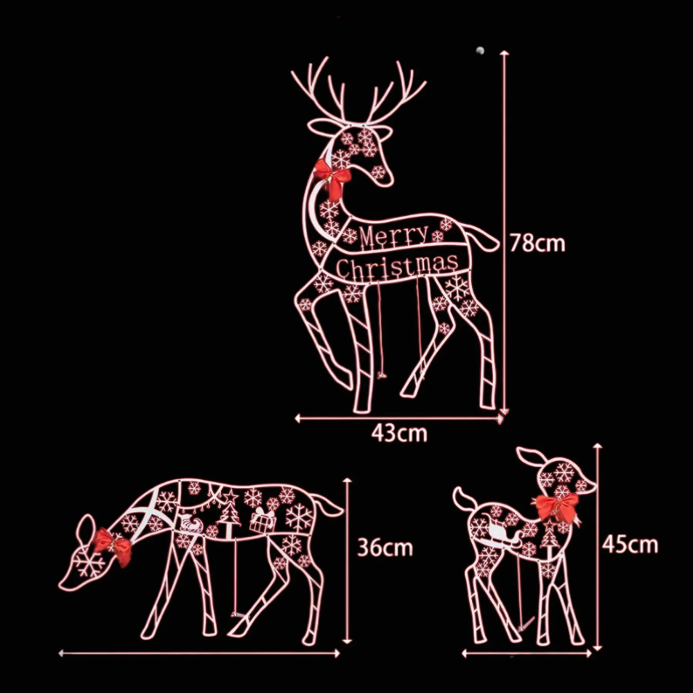 Christmas Decorations Reindeer Sleigh Light Display