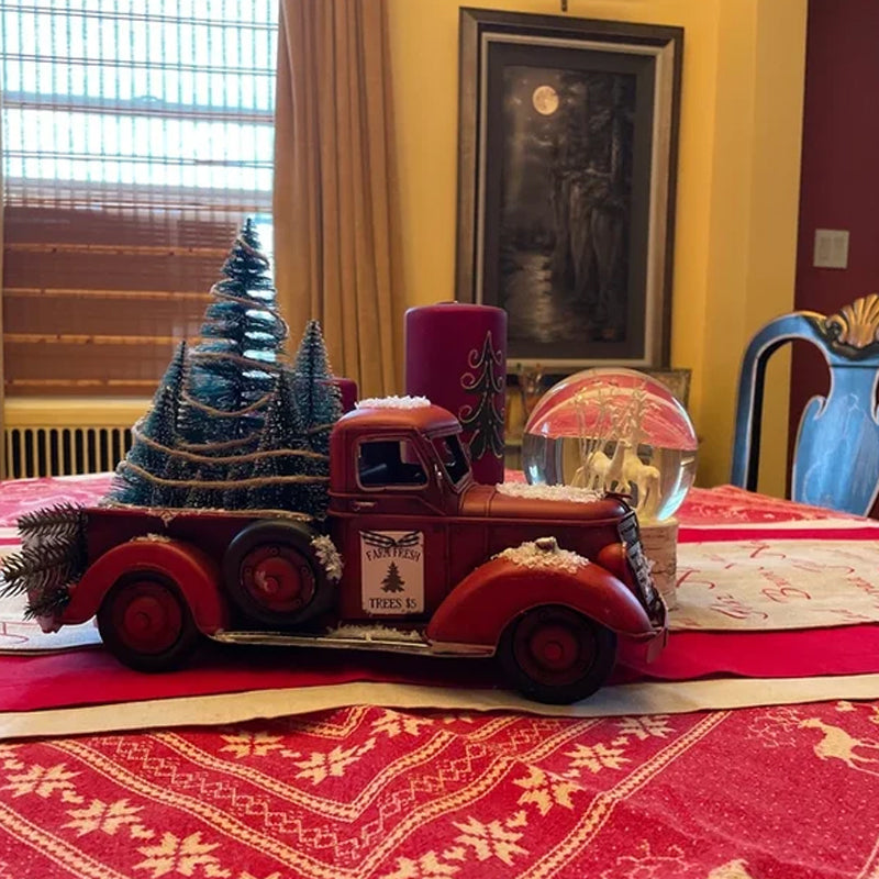 Red Farm Truck Christmas Decorations