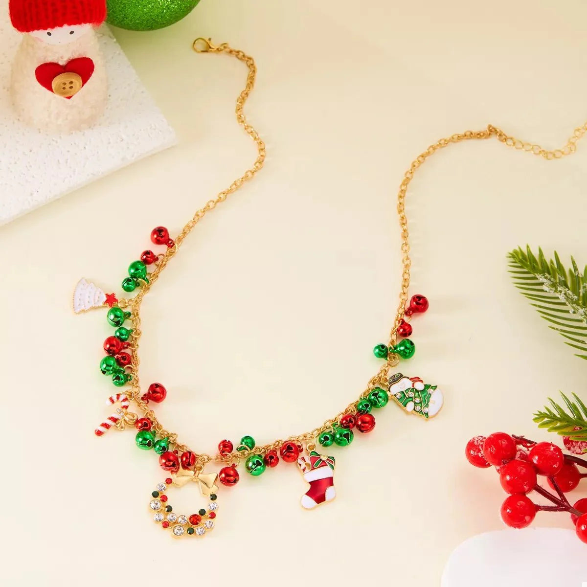18K Gold-Plated Christmas Charm Necklace