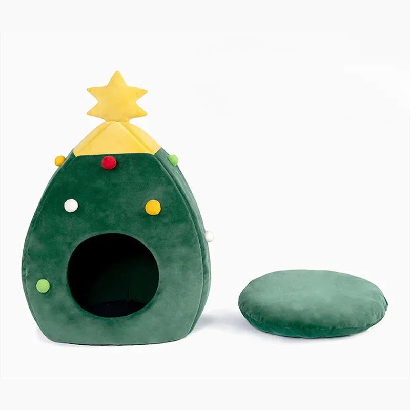 Christmas Tree Cat Bed – Cozy Heated Cat Tent for the Holidays