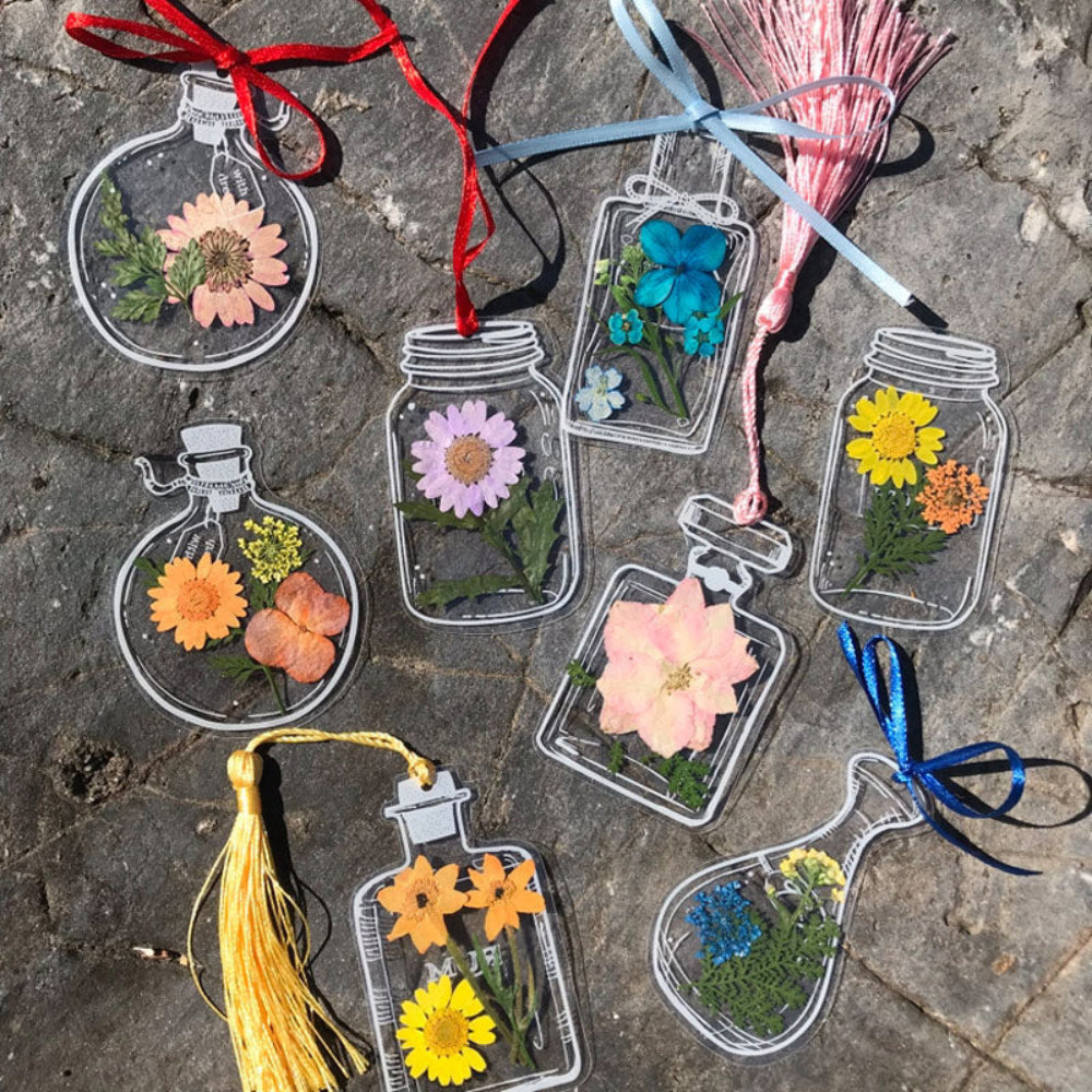 Pressed Flower Transparent Bookmark Set