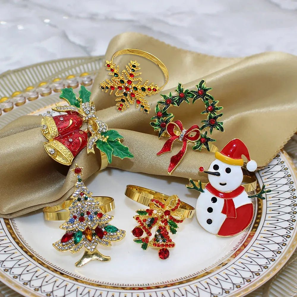 Christmas Napkin Rings – Sparkling Deer & Tree Wreath Holders for Festive Weddings & Holiday Table Decor
