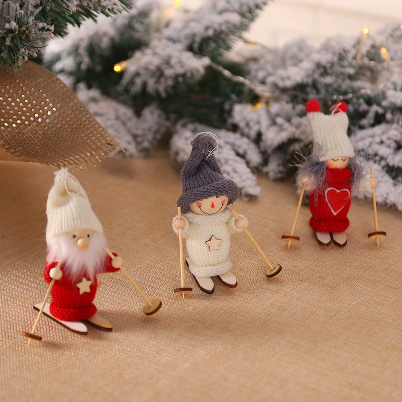 Creative Christmas Decoration Wooden Ski Doll