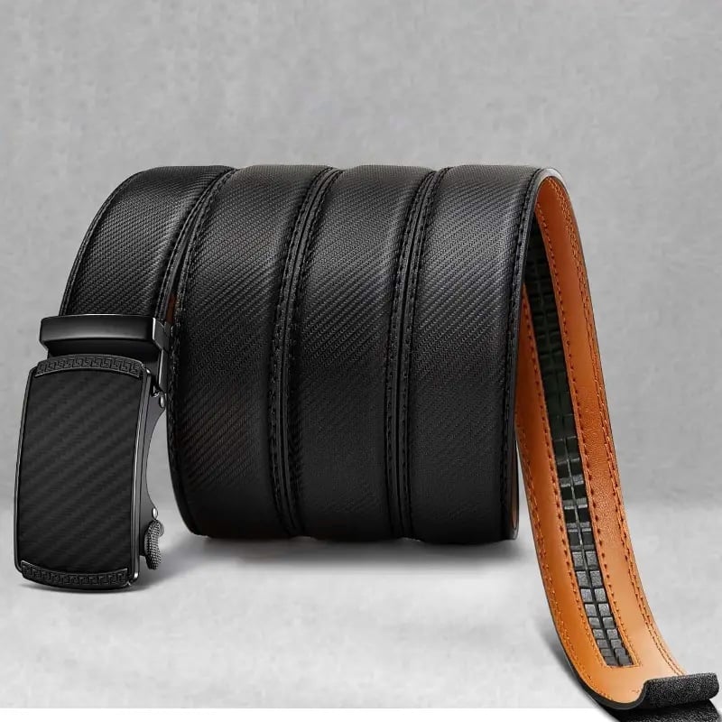 Eptchn Leather Ratchet Belt With Adjustable Buckle CrackSlick