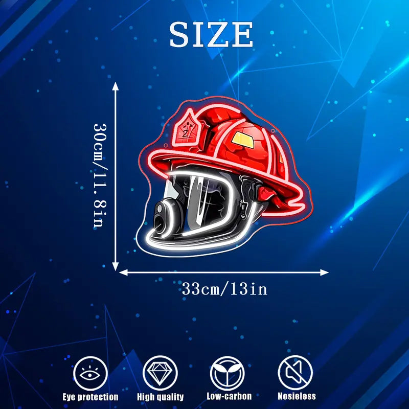 Firefighter Helmet Neon Sign