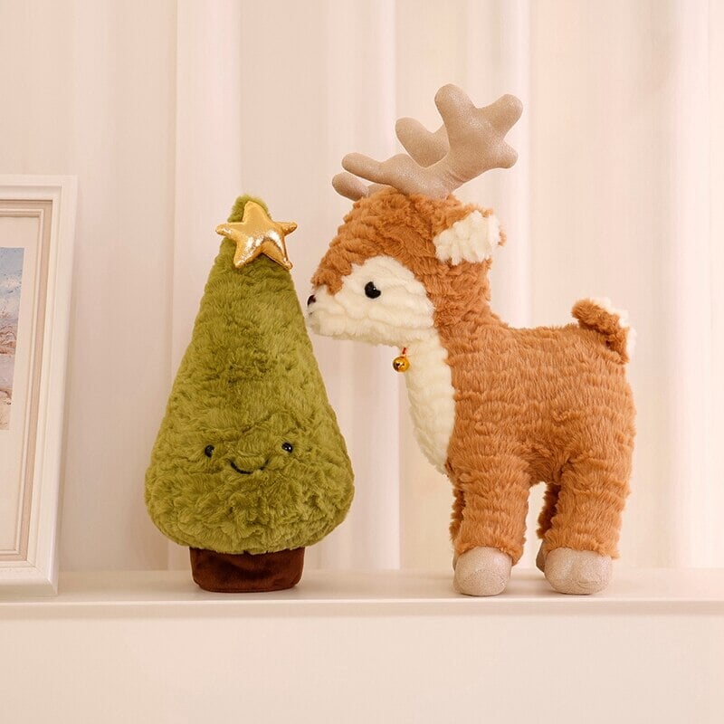Fluffy Christmas Tree Reindeer Plushie