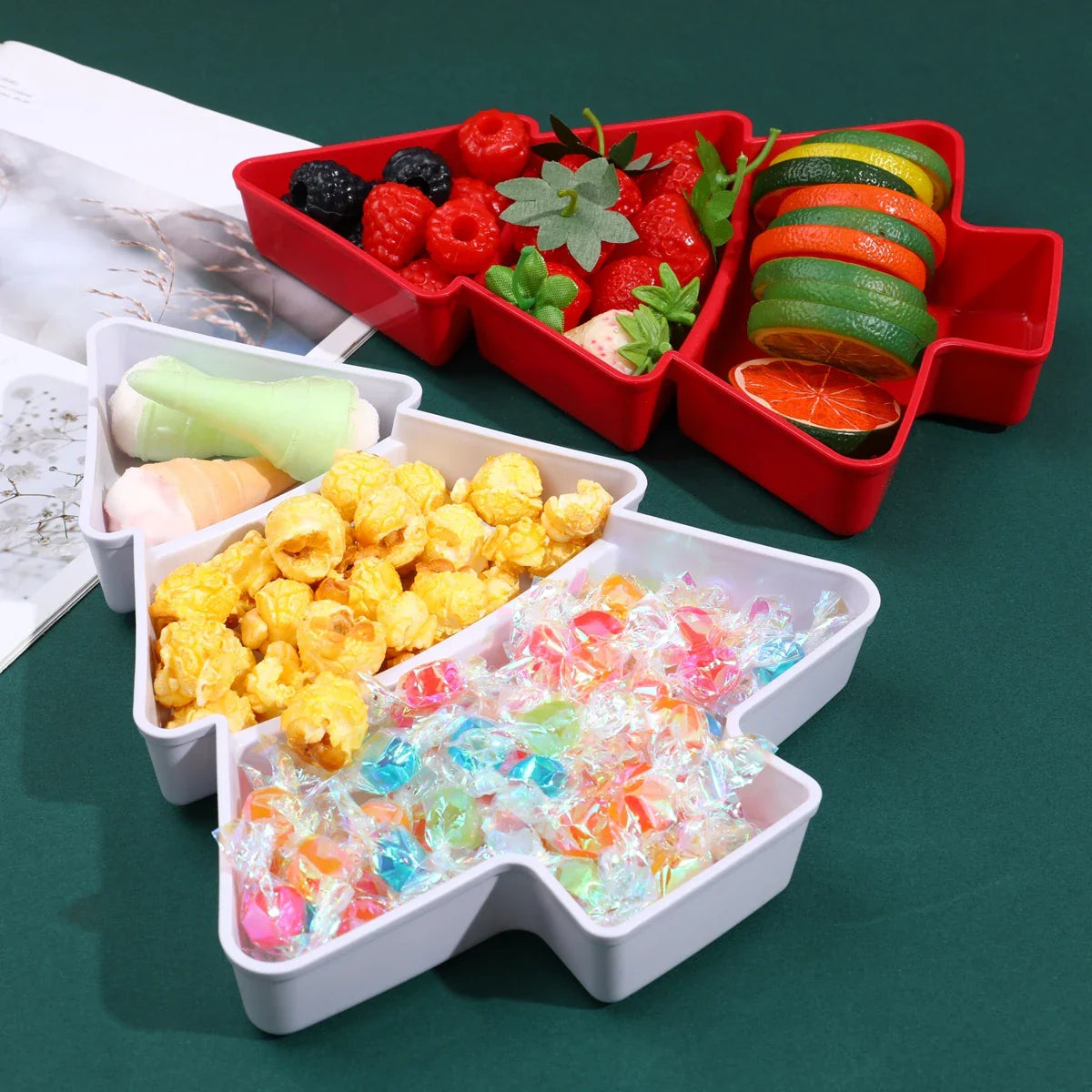 Festivo TreePlate | Christmas Tree Fruit Plate | Festive Serving Plate | Party & Table Decoration for Christmas & New Year