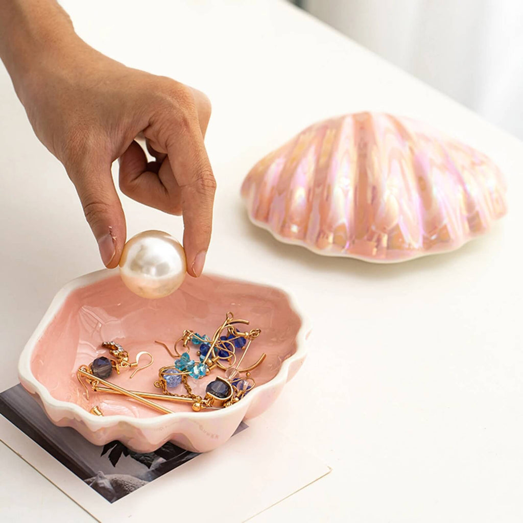 Siopsrl| Clam Shell Ceramic Jewelry Storage