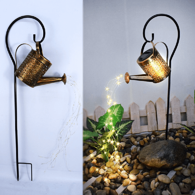 Siopsrl| Solar Watering Can Lamp – Wrought Iron Garden Light with 36 Warm LEDs for Magical Outdoor Ambience