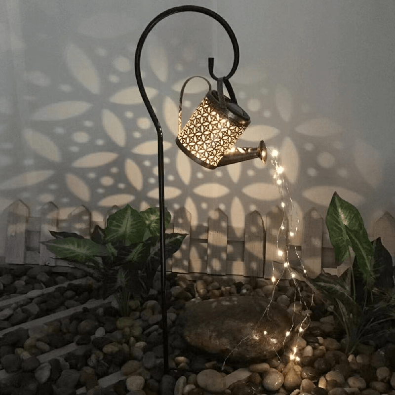 Siopsrl| Solar Watering Can Lamp – Wrought Iron Garden Light with 36 Warm LEDs for Magical Outdoor Ambience
