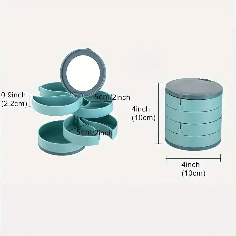Siopsrl| Perfect Gift-4 Layer Rotatable Jewelry Storage Box