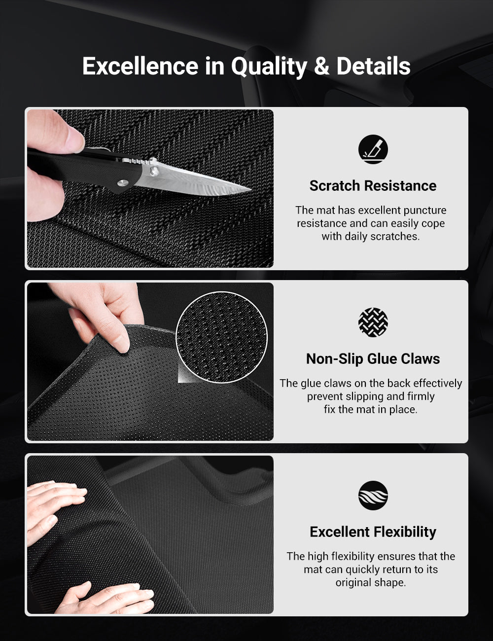 siopsrlAll Weather 3D Floor Mats for Tesla Model Y & Model 3 Highland