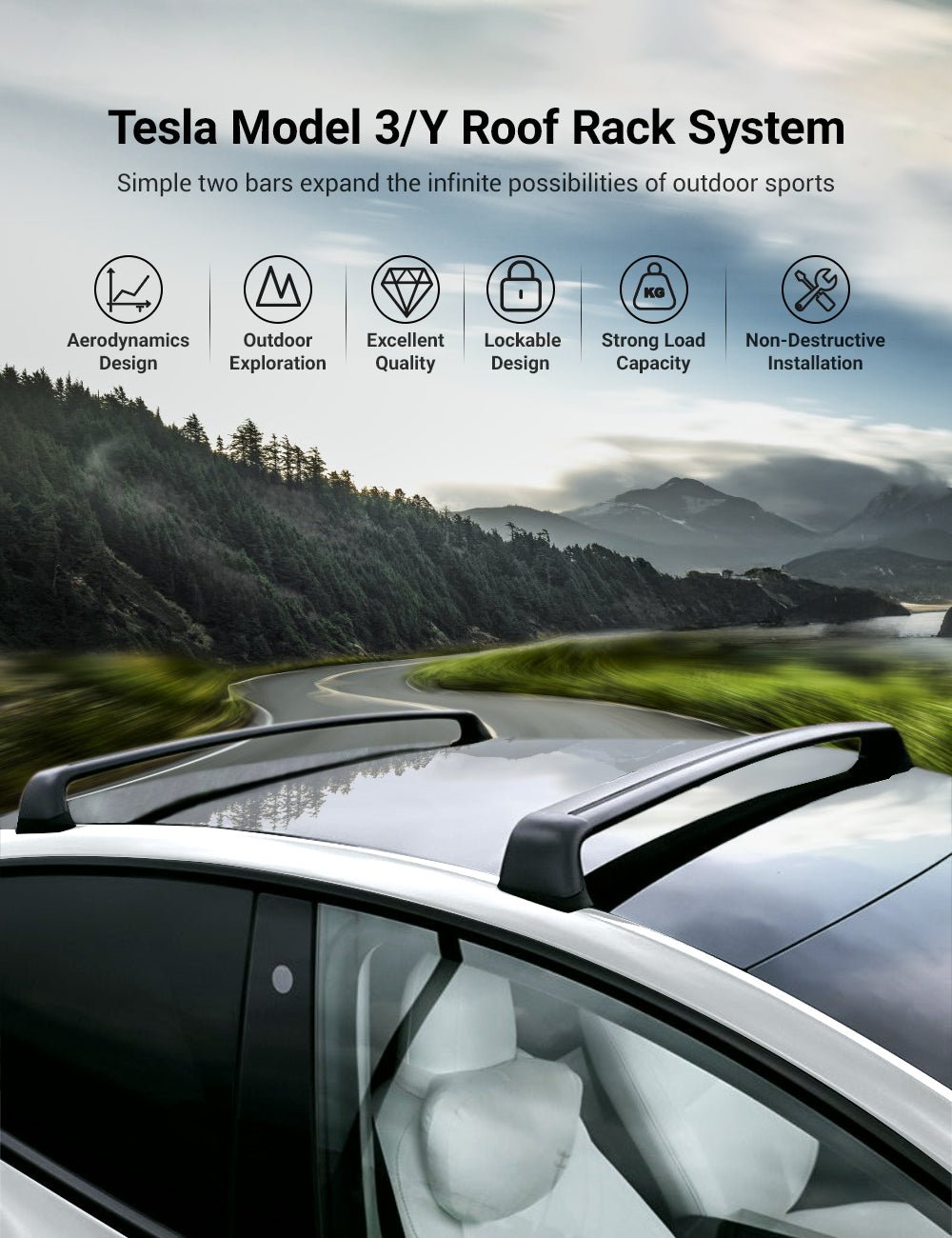 siopsrlRoof Rack for Tesla Model 3 Highland / Model Y (Set of 2)