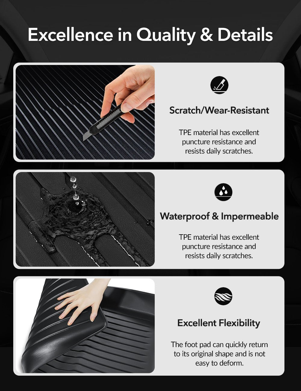 siopsrlTPE All Weather Floor Mats for Tesla Model Y & Model 3