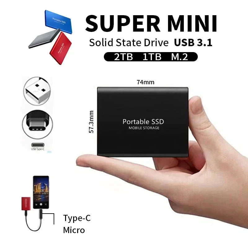 siopsrl | Portable External SSD | USB 3.1 Type C Fast Storage | Up to 128GB