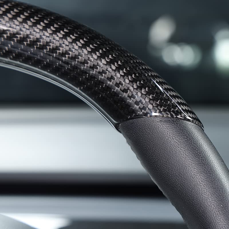 Upper / Lower Cover Steering Wheel Accessories for Tesla Model 3 / Y  -  Carbon Fiber Interior Mods