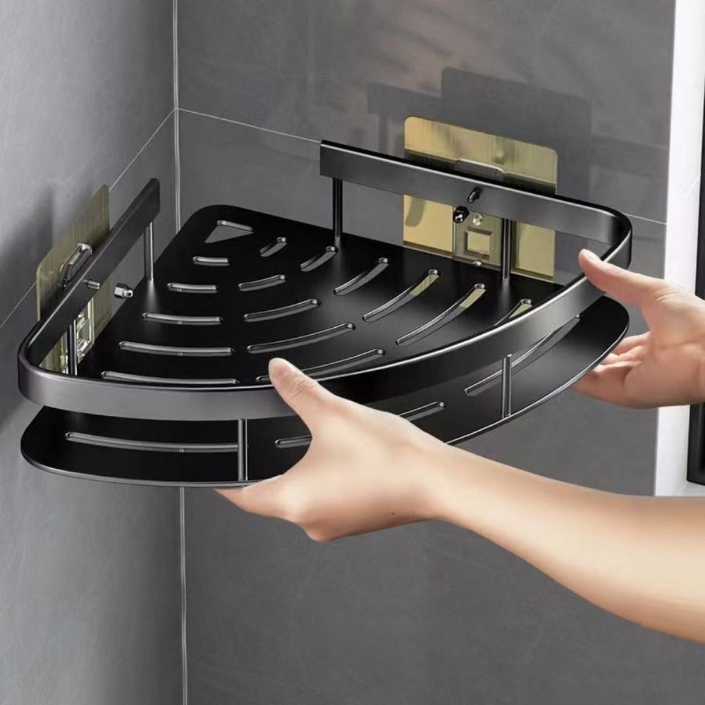 Siopsrl| Corner Holder Aluminum Wall Shelf – Space-Saving Bathroom Organizer Without Drilling
