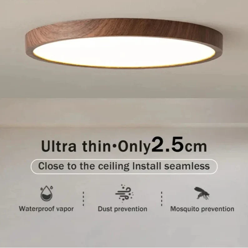Siopsrl| LED Ceiling Light | Ultrathin Wood Grain Design, Dustproof & Dimmable for Modern Interiors
