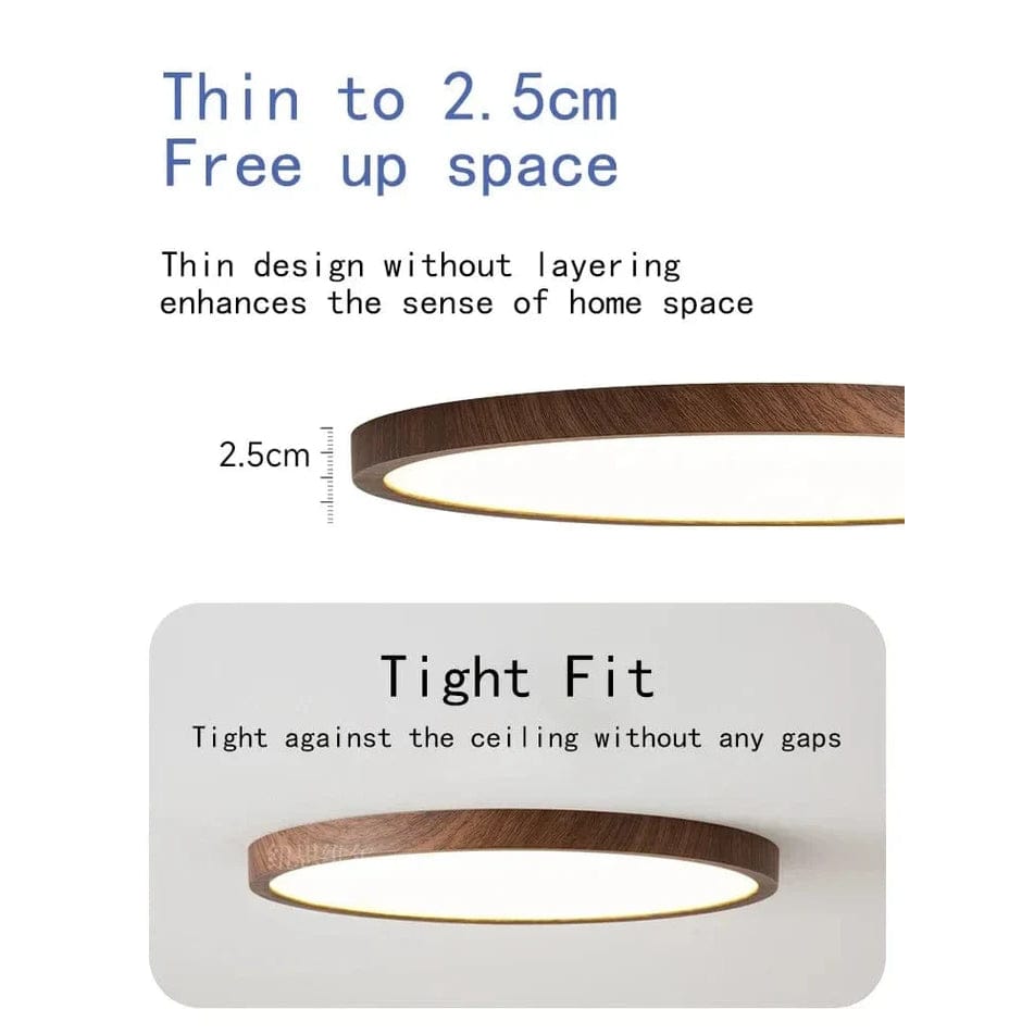 Siopsrl| LED Ceiling Light | Ultrathin Wood Grain Design, Dustproof & Dimmable for Modern Interiors
