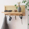 Siopsrl| Rustic Wooden Wall Shelf with 4 Hooks
