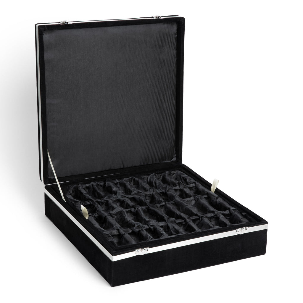 Marble Chess Set with Storage Case - Green Onyx and White