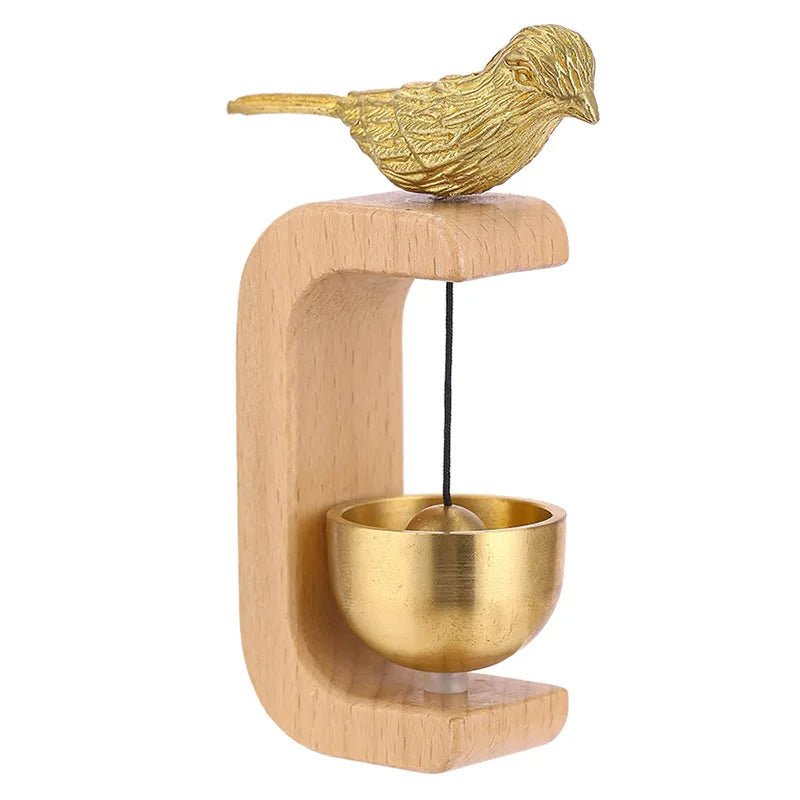 Wooden Doorbell Chime with Brass Bell – Magnetic Shopkeeper's Bell, No Batteries
